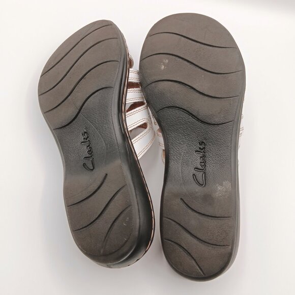 Clarks Leisa Grace Sandals Womens 7.5 White Leather Adjustable Straps Comfort - Picture 5 of 5